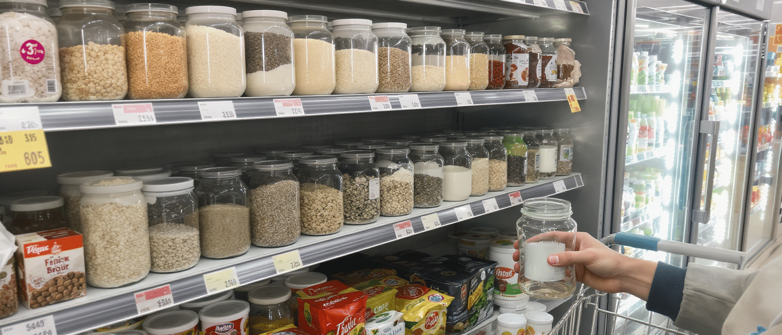 Z&eacute;ro d&eacute;chet et z&eacute;ro emballage : les bocaux en verre du Drive Tout Nu s’invitent dans les supermarch&eacute;s